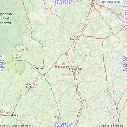 Mercurey on map