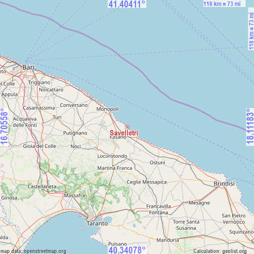 Savelletri on map