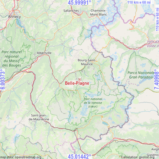 Belle-Plagne on map