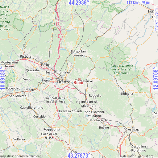 Sieci on map