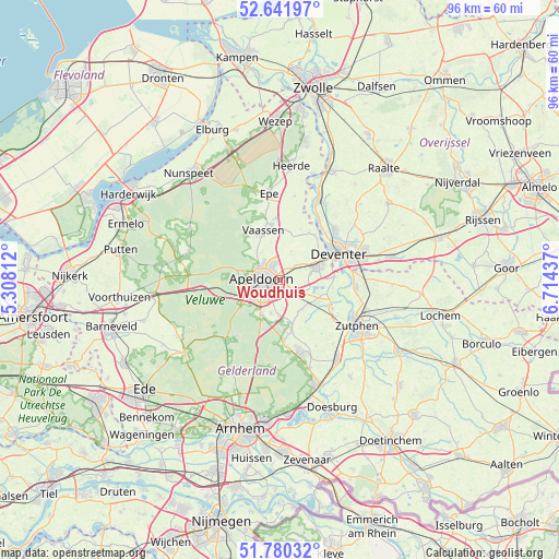 Woudhuis on map