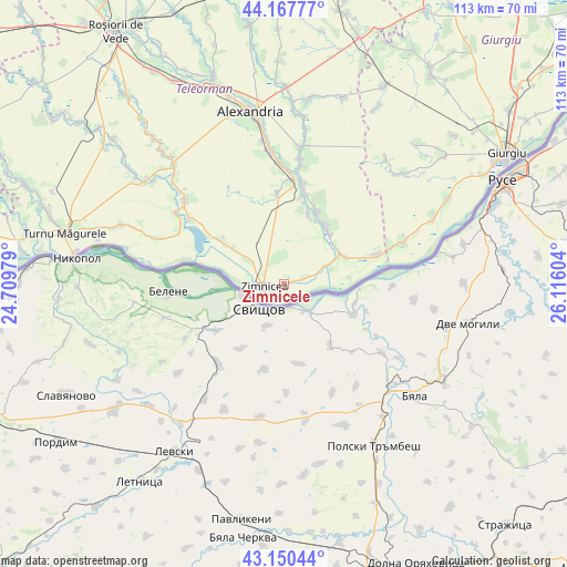 Zimnicele on map