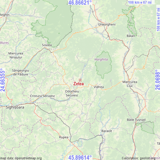 Zetea on map