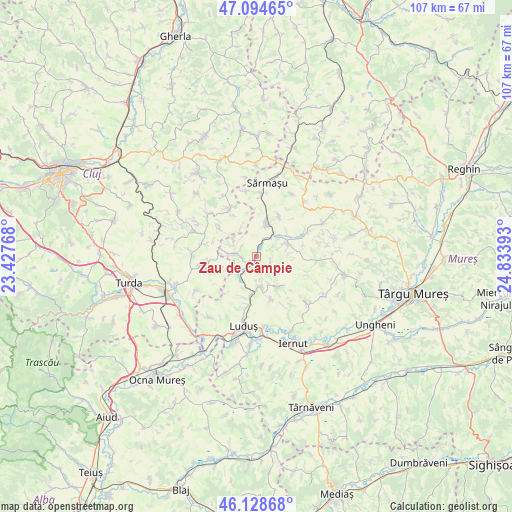 Zau de Câmpie on map
