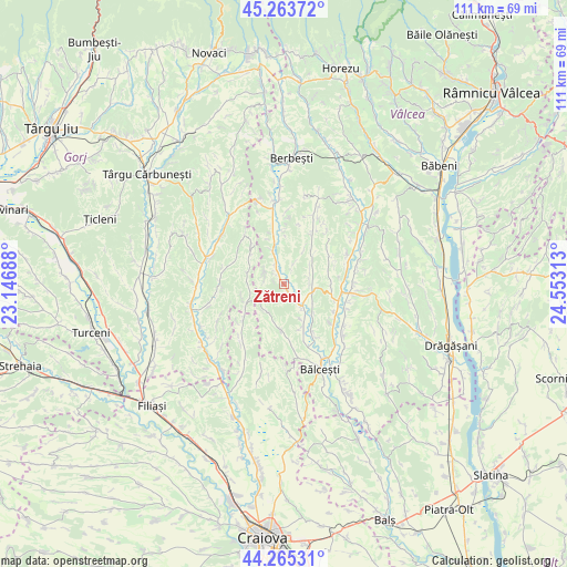 Zătreni on map