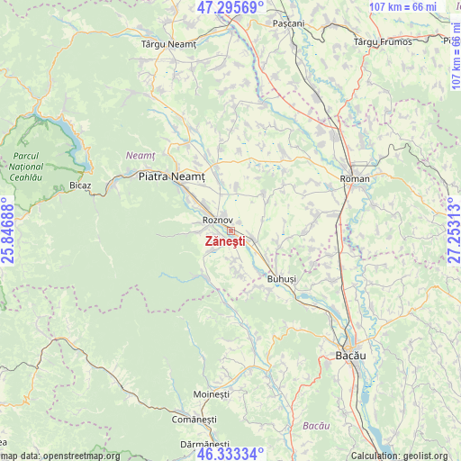 Zăneşti on map