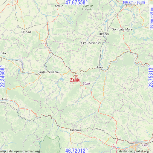 Zalău on map