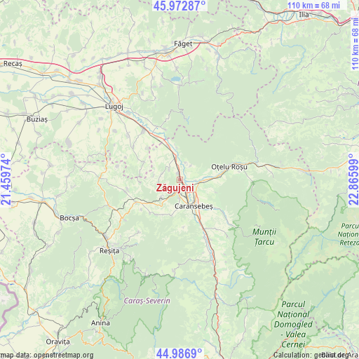 Zăgujeni on map