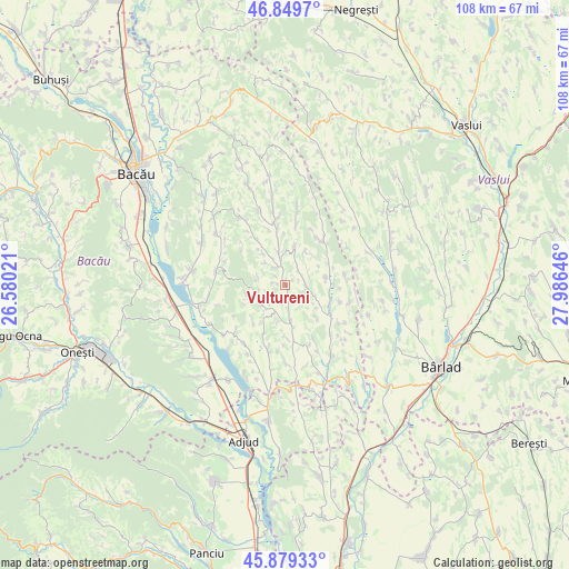 Vultureni on map