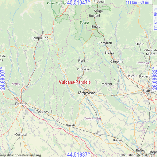Vulcana-Pandele on map