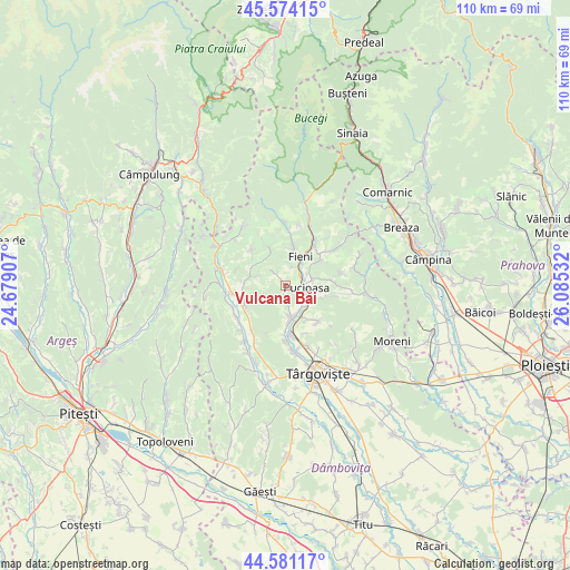 Vulcana Băi on map