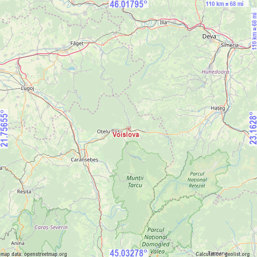 Voislova on map