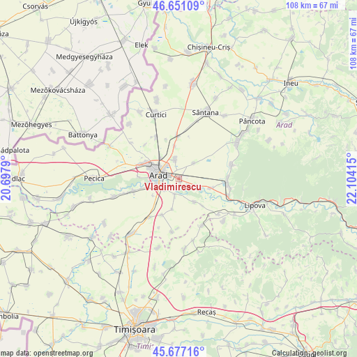 Vladimirescu on map