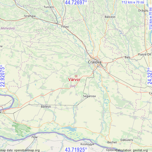 Vârvor on map