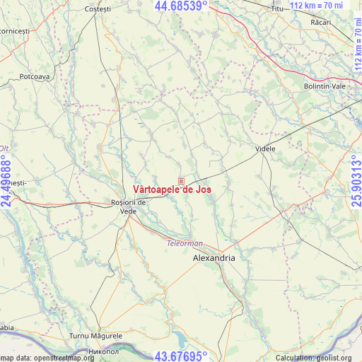 Vârtoapele de Jos on map