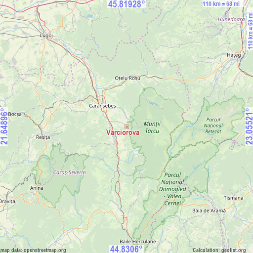 Vârciorova on map