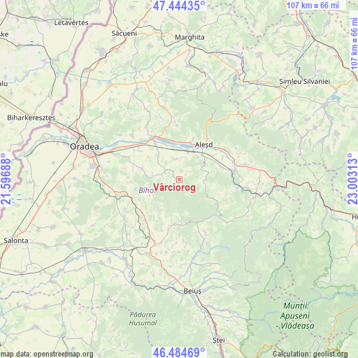 Vârciorog on map