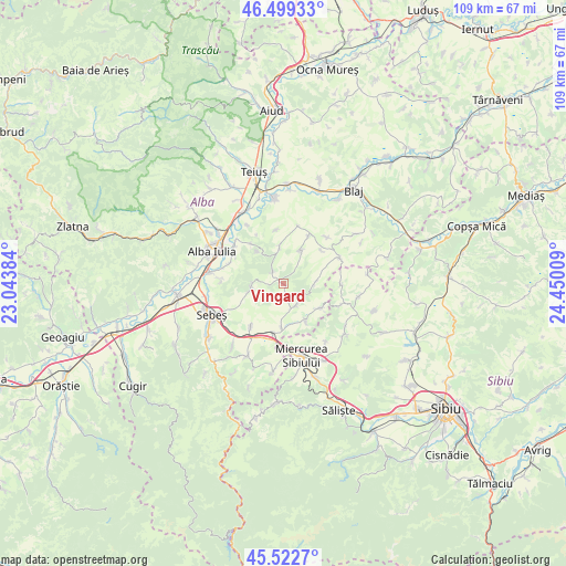 Vingard on map