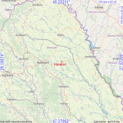 Vânători on map