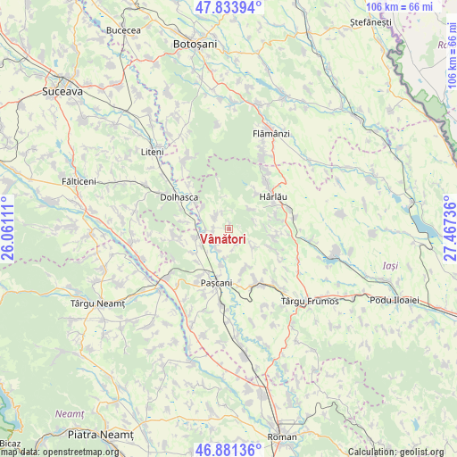 Vânători on map