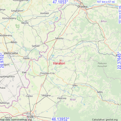 Vânători on map