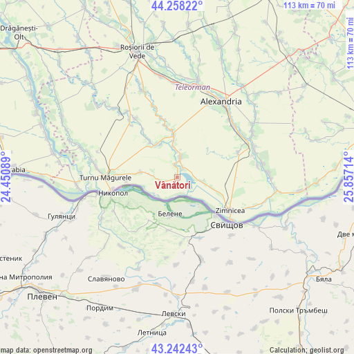 Vânători on map