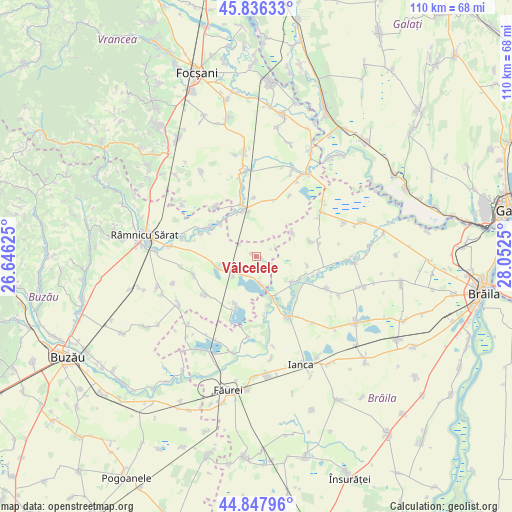 Vâlcelele on map