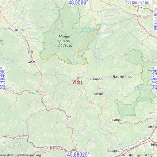 Vidra on map