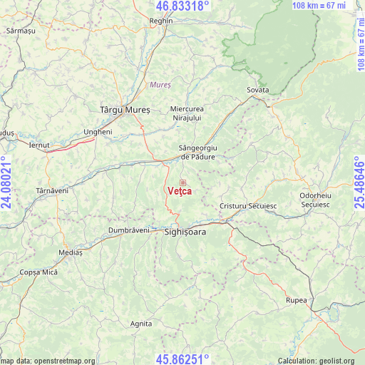 Veţca on map