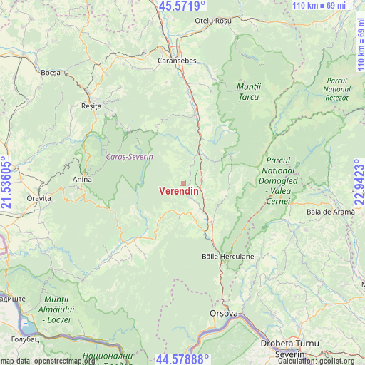 Verendin on map