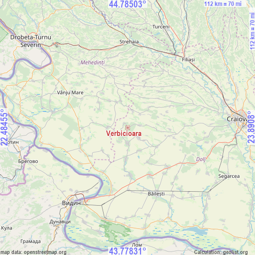 Verbicioara on map