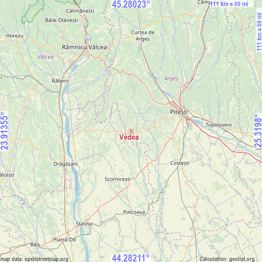 Vedea on map
