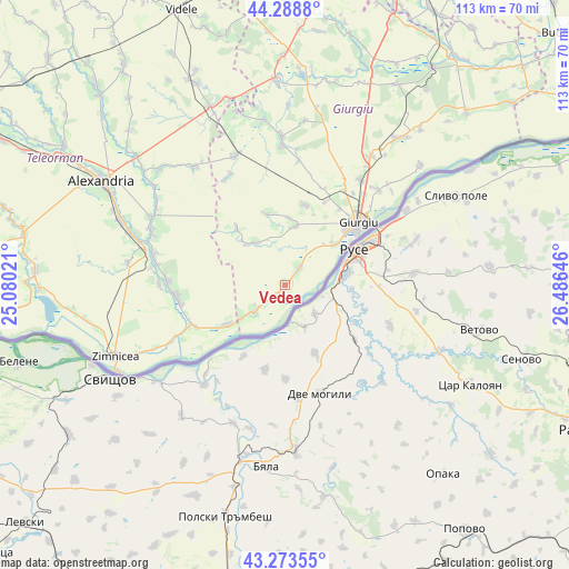Vedea on map