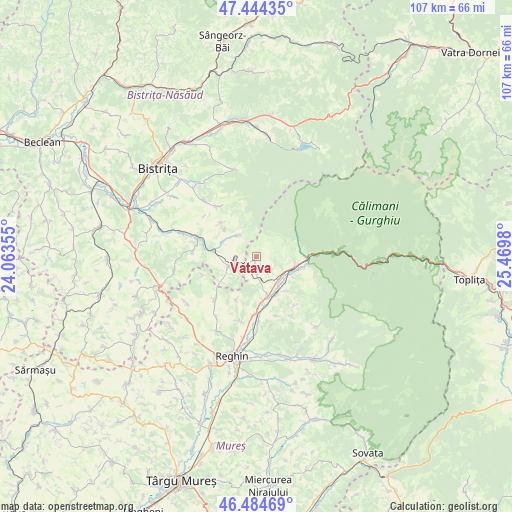 Vătava on map