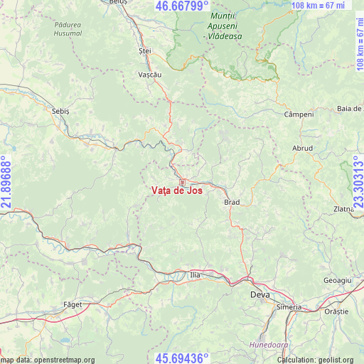 Vaţa de Jos on map