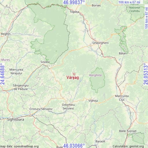 Vărşag on map