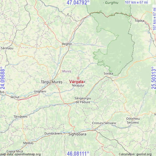 Vărgata on map