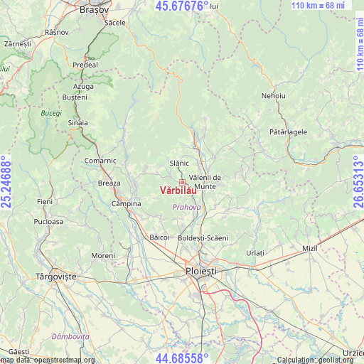 Vărbilău on map