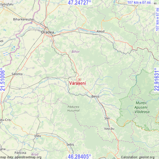 Vărășeni on map