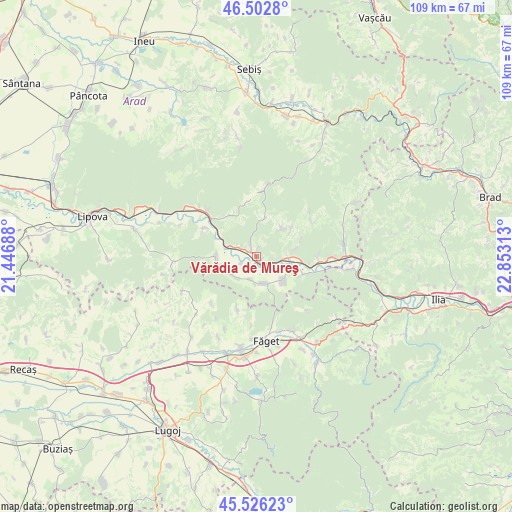 Vărădia de Mureş on map