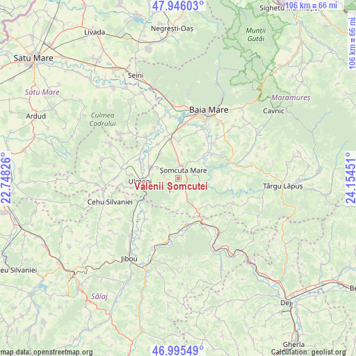 Vălenii Șomcutei on map