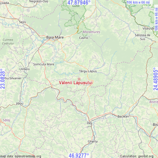 Vălenii Lăpușului on map