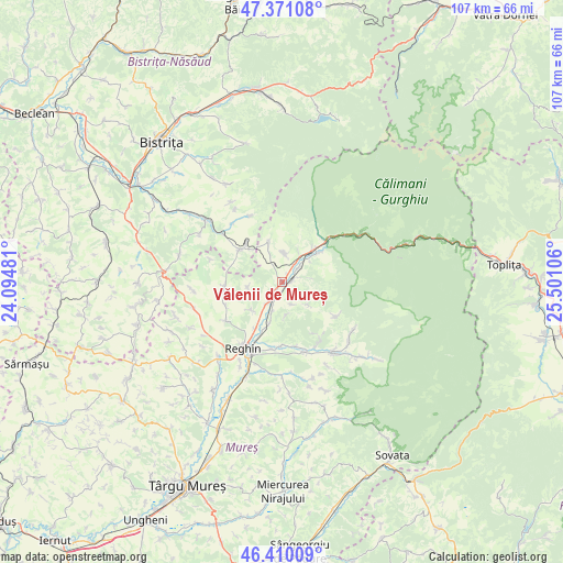 Vălenii de Mureș on map