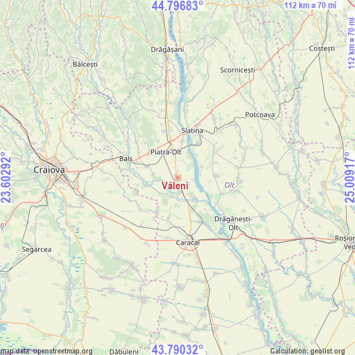 Văleni on map