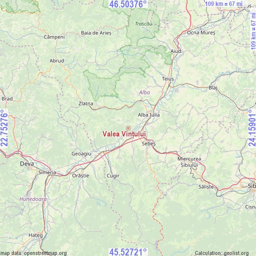 Valea Vințului on map