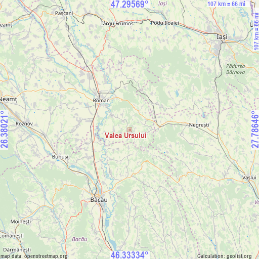 Valea Ursului on map