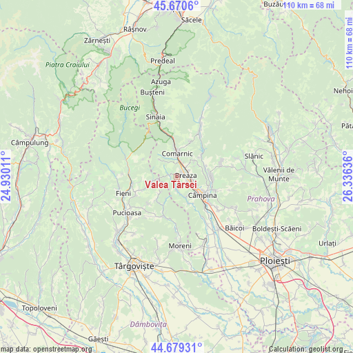 Valea Târsei on map