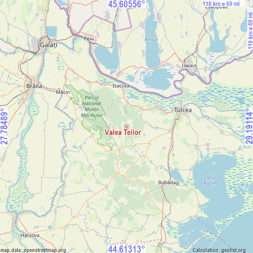 Valea Teilor on map