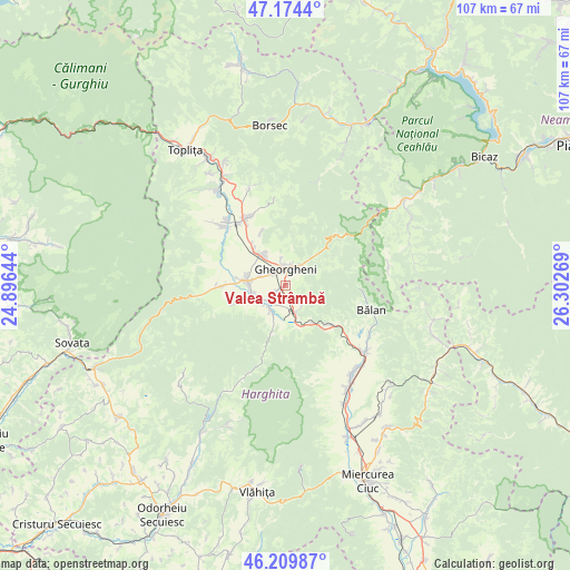 Valea Strâmbă on map