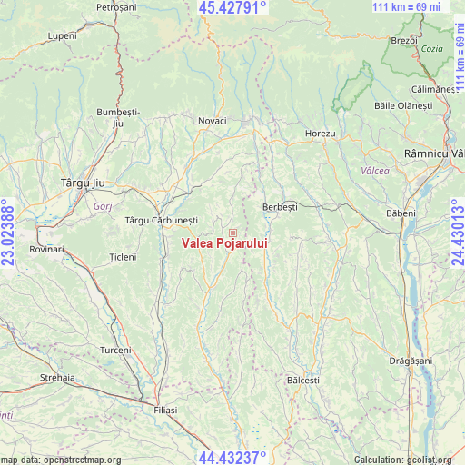 Valea Pojarului on map